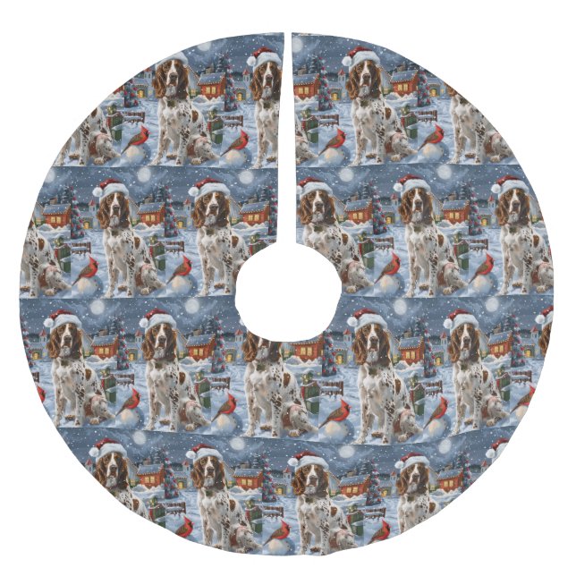 English Setter Winter Wonderland Christmas Joy Brushed Polyester Tree Skirt (Front)