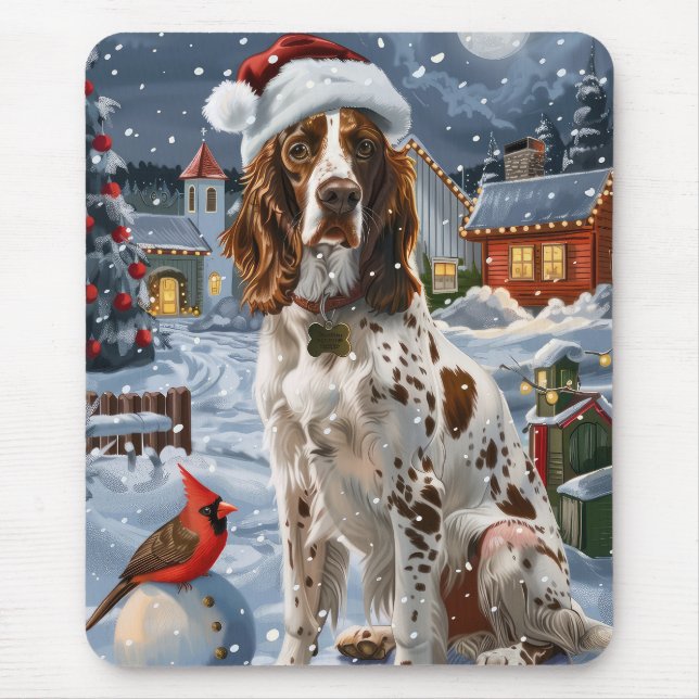 English Setter Winter Wonderland Christmas Joy Mouse Pad (Front)