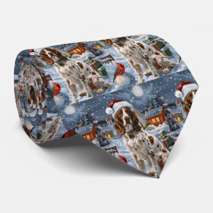 English Setter Winter Wonderland Christmas Joy Neck Tie