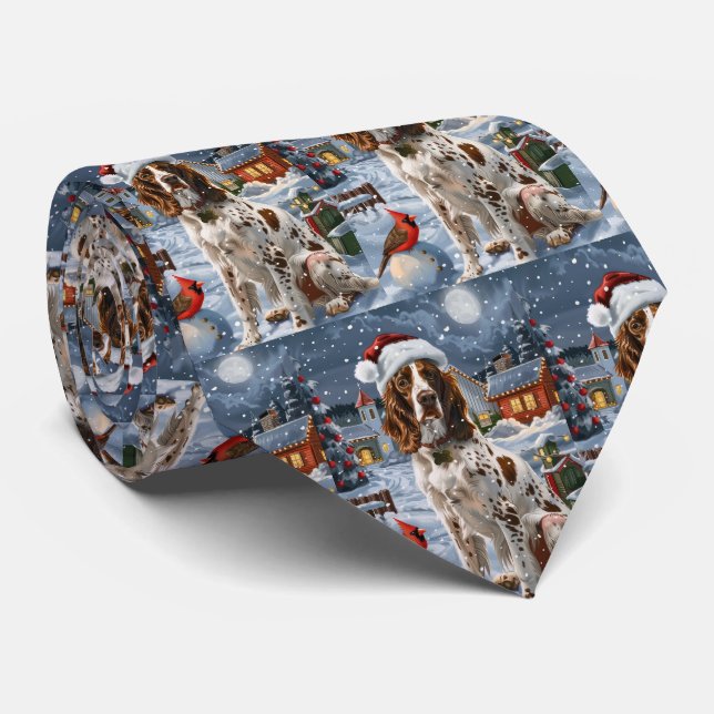 English Setter Winter Wonderland Christmas Joy Neck Tie (Rolled)