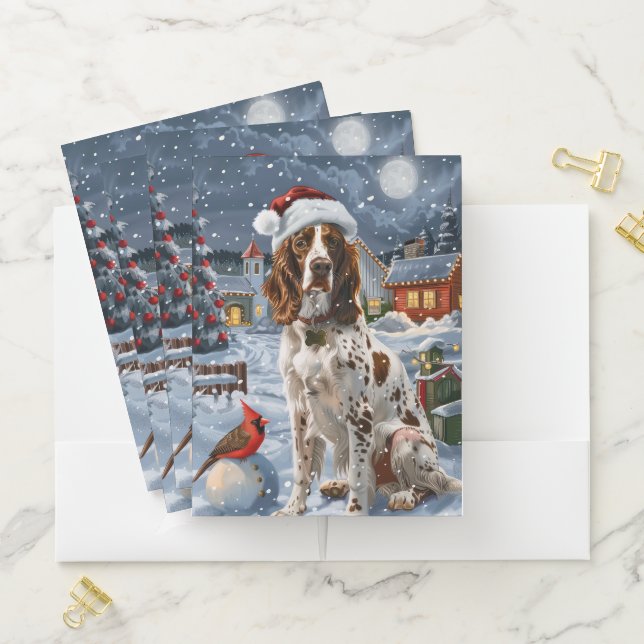English Setter Winter Wonderland Christmas Joy Pocket Folder (In Situ)