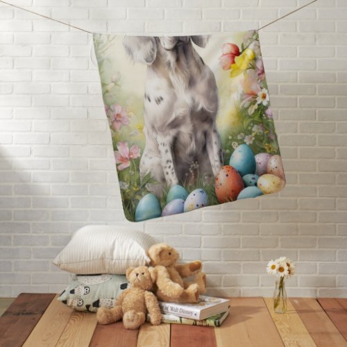 English Setter with Easter Eggs Baby Blanket