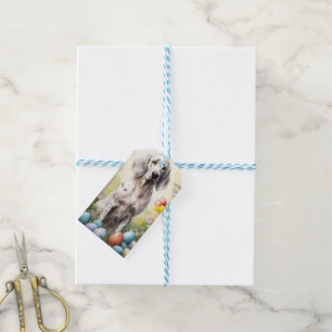 English Setter with Easter Eggs Gift Tags
