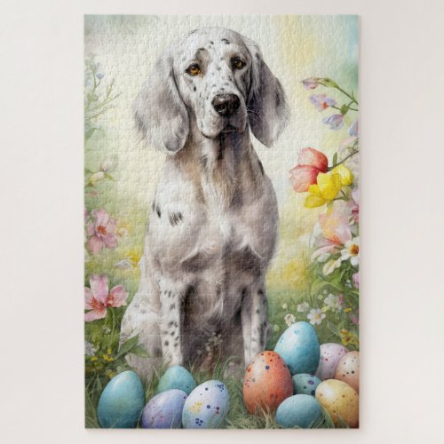 English Setter with Easter Eggs Jigsaw Puzzle