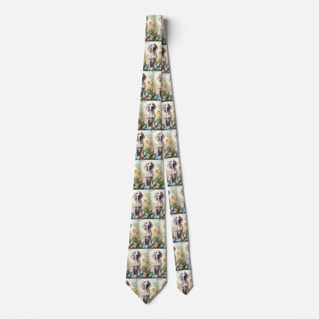 English Setter with Easter Eggs Neck Tie (Front)