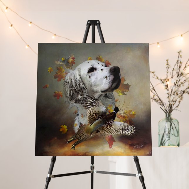 English setter with pheasants, art    foam board (In Situ (Stand))