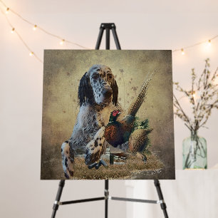 English setter with pheasants, art foam board
