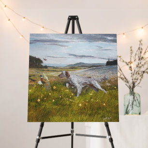 English setter with pheasants, art foam board