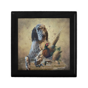 English setter with pheasants, art gift box