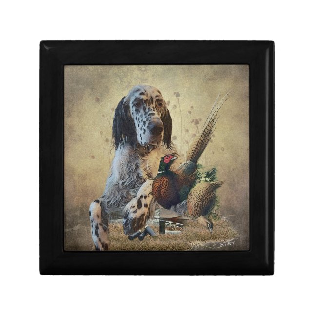 English setter with pheasants, art     gift box (Front)