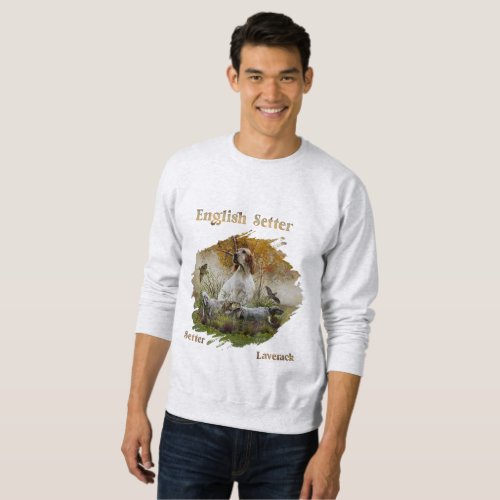 English setter with pheasants art     sweatshirt