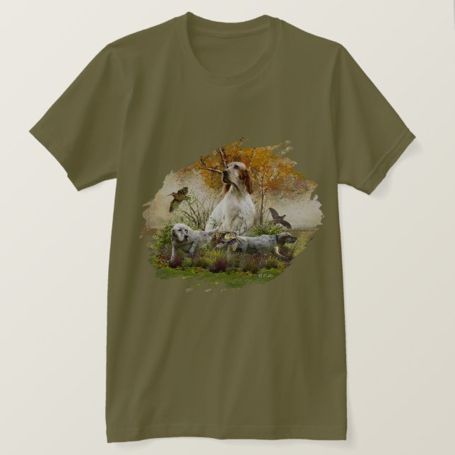 English setter with pheasants, art      T-Shirt (Design Front)
