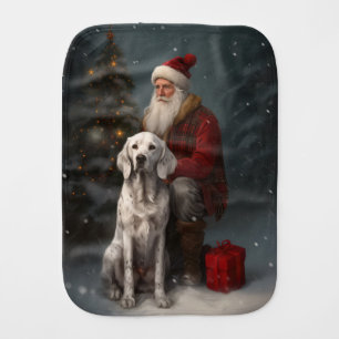 English Setter With Santa Claus Festive Christmas Baby Burp Cloth