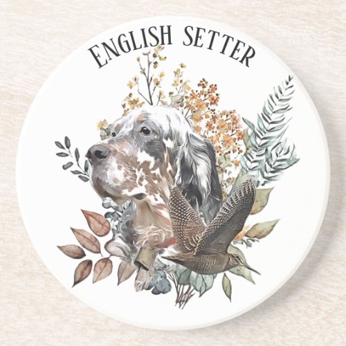 English setter  Woodcock Hunting  Art  Coaster