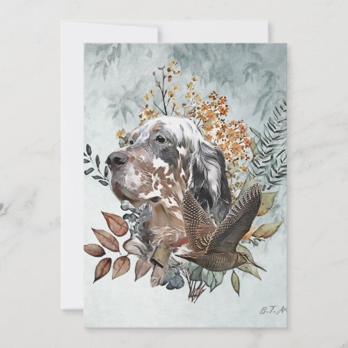 English setter  Woodcock Hunting  Art  Invitation