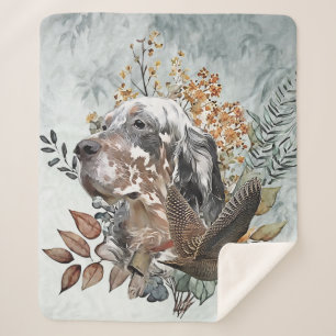 English setter , Woodcock Hunting , Art  Sherpa Blanket