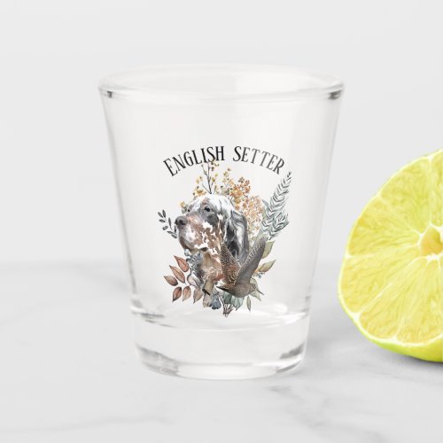 English setter  Woodcock Hunting  Art  Shot Glass