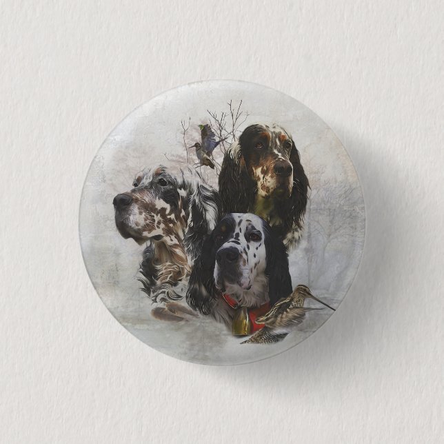 English Setter , woodcock hunting  Button (Front)