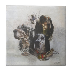 English Setter , woodcock hunting  Ceramic Tile