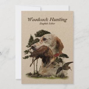English Setter , woodcock hunting Holiday Card