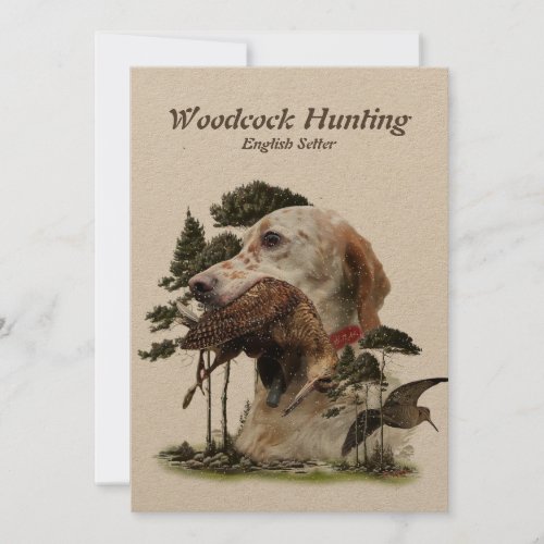 English Setter  woodcock hunting  Holiday Card