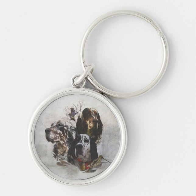 English Setter , woodcock hunting  Keychain (Front)