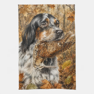 English Setter , woodcock hunting Kitchen Towel
