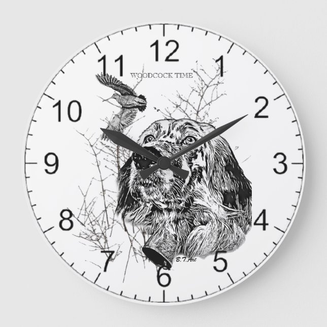 English Setter , Woodcock hunting Large Clock (Front)
