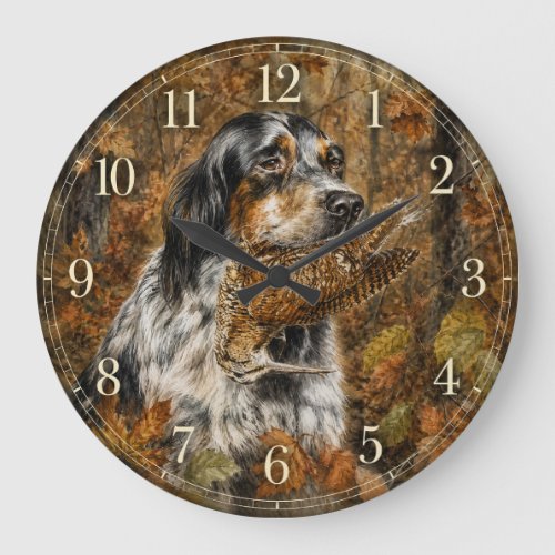 English Setter , woodcock hunting Large Clock