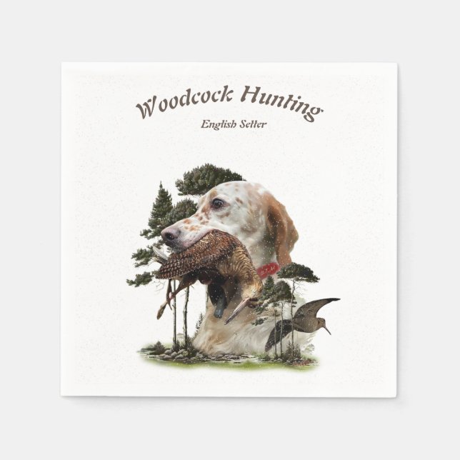 English Setter , woodcock hunting  Napkins (Front)