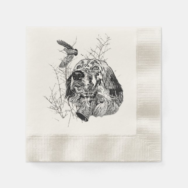 English Setter , Woodcock hunting Napkins (Front)