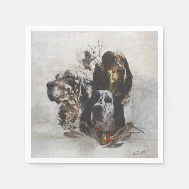 English Setter , woodcock hunting  Napkins (Front)