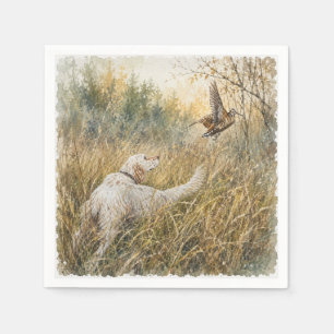 English Setter , woodcock hunting Napkins