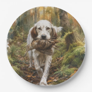 English Setter , woodcock hunting Paper Plates