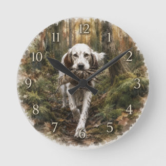 English Setter , woodcock hunting  Round Clock