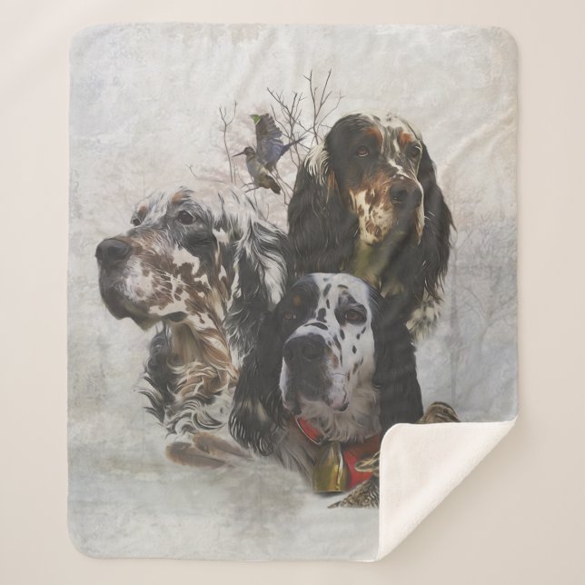 English Setter , woodcock hunting  Sherpa Blanket (Front)