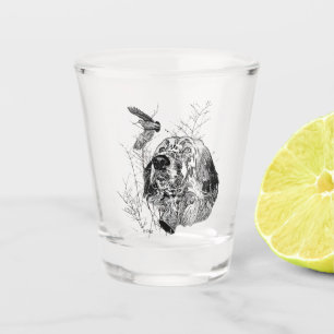 English Setter , Woodcock hunting Shot Glass