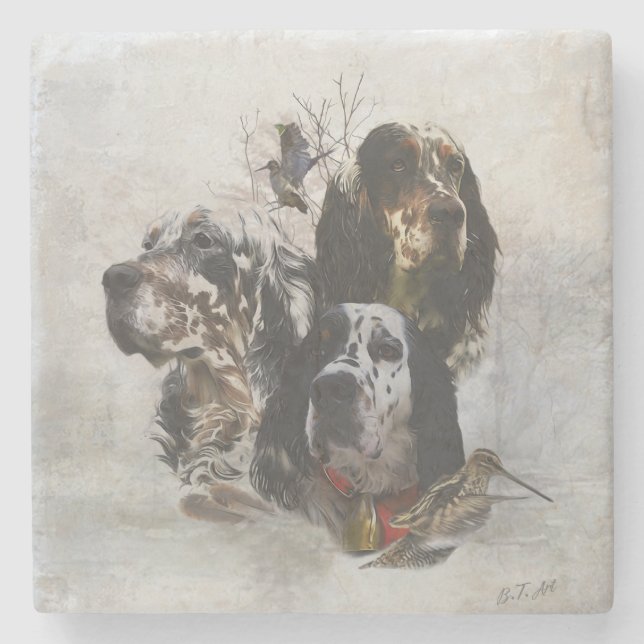 English Setter , woodcock hunting  Stone Coaster (Front)
