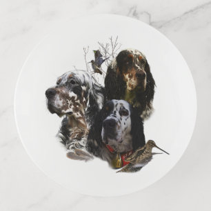 English Setter , woodcock hunting Trinket Tray