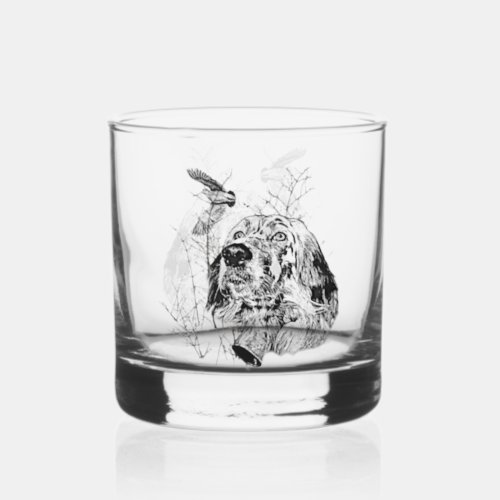 English Setter  Woodcock hunting Whiskey Glass