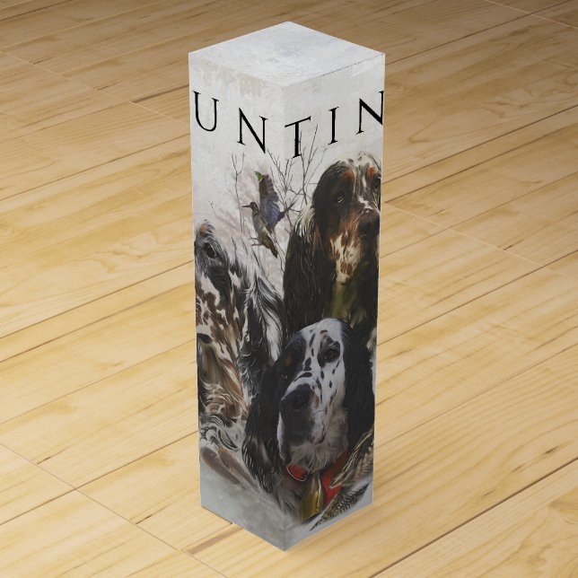 English Setter , woodcock hunting  Wine Box (Front)