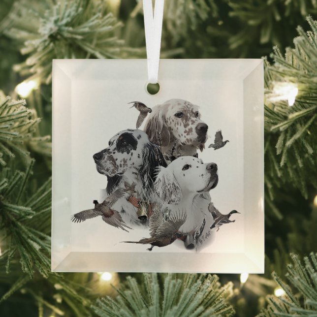 English Setters  Glass Ornament (Insitu)