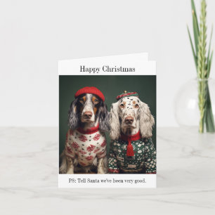English Setters in Christmas Sweaters Card