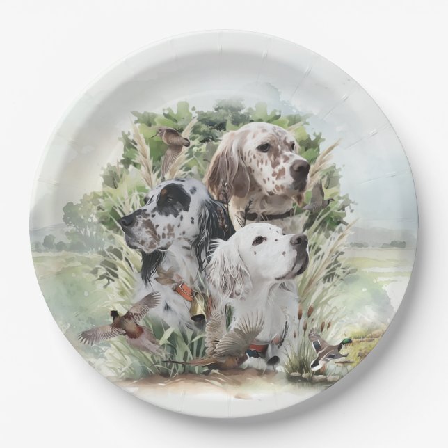 English Setters  Paper Plates (Front)
