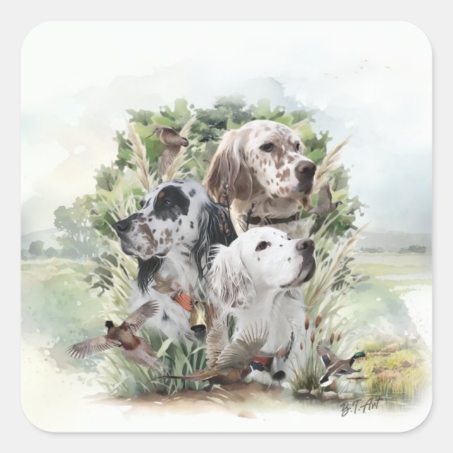 English Setters  Square Sticker (Front)