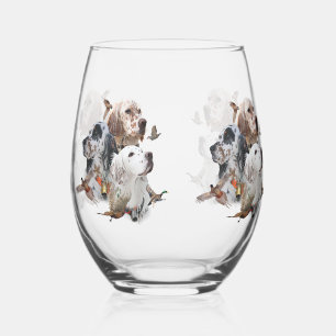 English Setters Stemless Wine Glass
