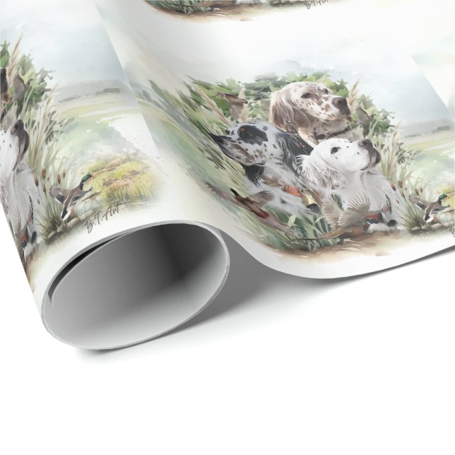 English Setters  Wrapping Paper (Roll Corner)