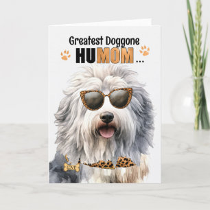 English Sheepdog Greatest HuMOM Mother's Day Holiday Card