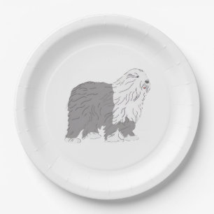 English Sheepdog Paper Plates
