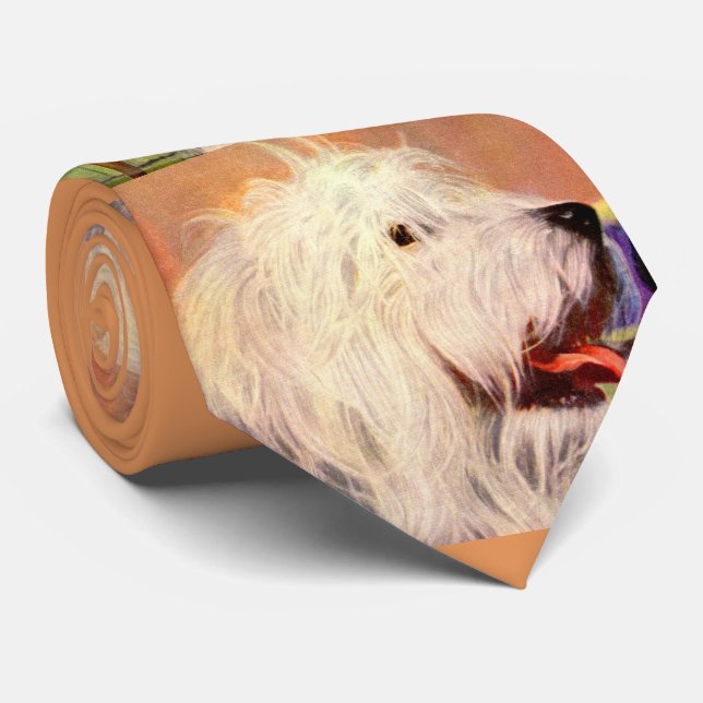 English sheepdog print neck tie (Rolled)